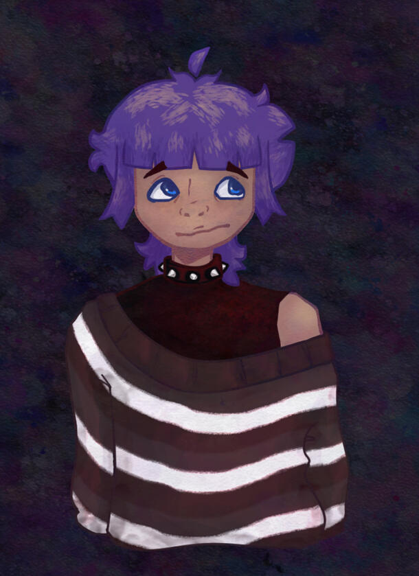 Half body. clean lines and colour. fully shaded. simple background (character belongs to twt @/williamkiirumy)